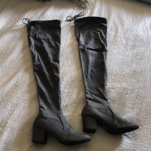 Gray Suede Thigh High Boots